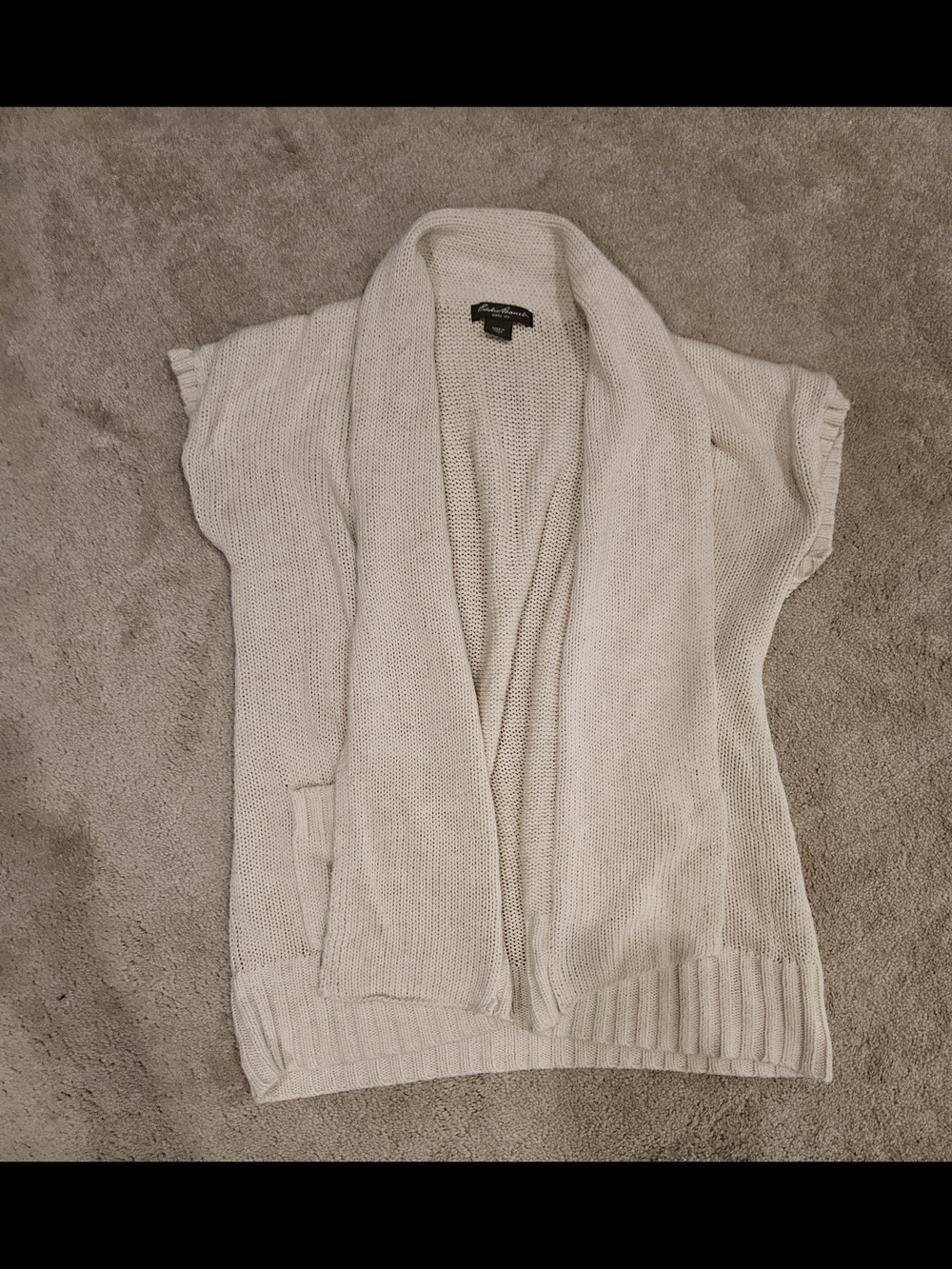 Eddie Bauer Cream Open-Front Knit Cardigan